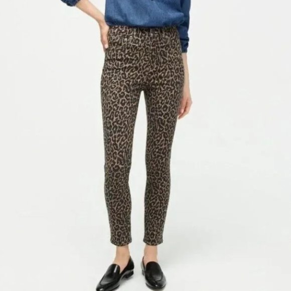 Like New J.Crew 10" Highest-Rise Stretch Skinny Toothpick Jean Leopard Print 28 - Picture 4 of 12